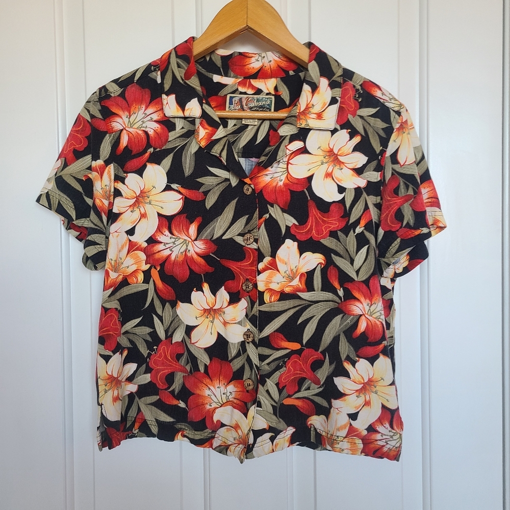 LA Cabana Tropical Floral Hawaiian Vatican Shirt